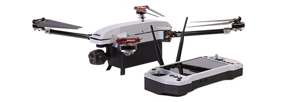 axl Peregrine Indian drone positioned beside the axl OneView remote controller