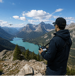 Drone surveying landscape